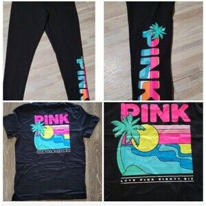 VS PINK PALM TROPICAL outfit tee leggings